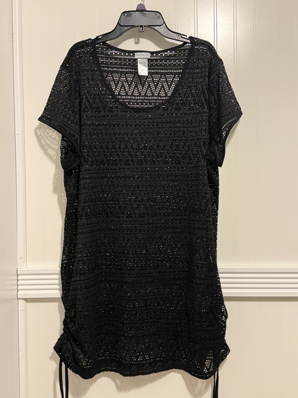 Chic Black mesh Swim Cover-Up Tunic by Wearabouts adjustable rushed sides